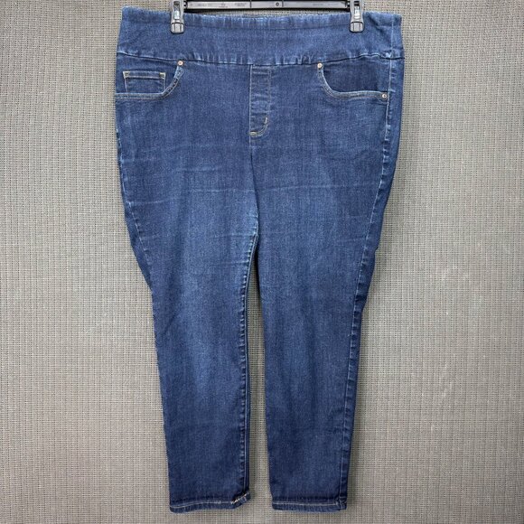 Lee Womans Plus Size 18W Blue Skinny Leg Mid Rise Slip On Sculpting Jeans - Picture 1 of 10